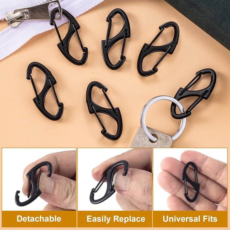 Deozu 8 Pcs Zipper Clip Anti Theft Deterrent, Dual Opening Safety Zipper Locks Pull Replacement for Backpacks, Camping, Suitcases, Purse (Black) - Image 5